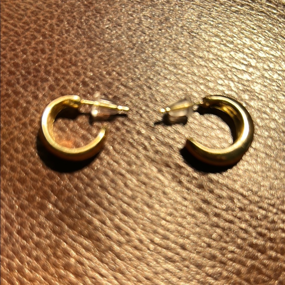 NWT Stanley Goldtone Mini Hoop Earrings Minimalist Design